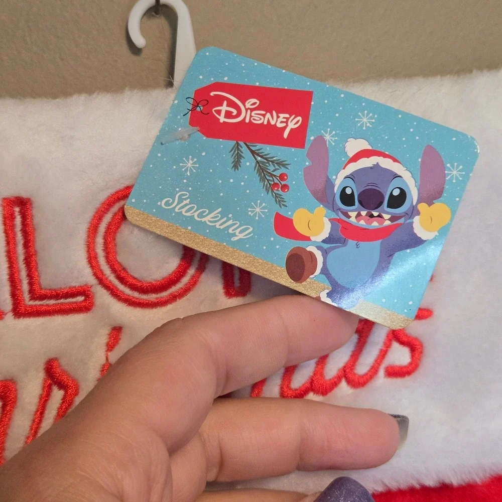 Disney‎ Lilo & Stitch Aloha Christmas Stocking Red White Faux Fur Ruz 18706418